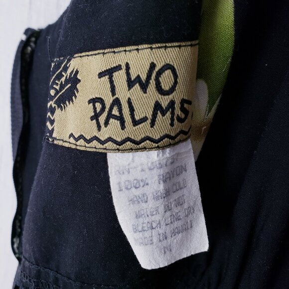 Vintage 90s Two Palms Mini Hawaiian Slip Dress Tropical Floral Print Batik sz M - Picture 3 of 8